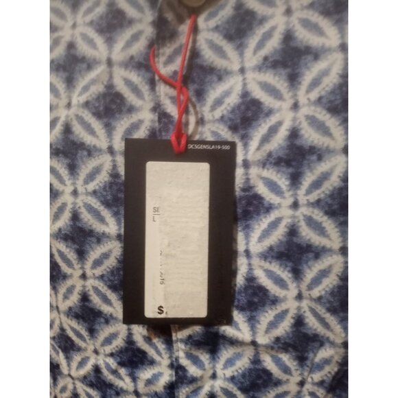Men's Cremieux Short Sleeve Buton Up Shirt Large L Blue Diamond Print Rayon NWT - Picture 3 of 14